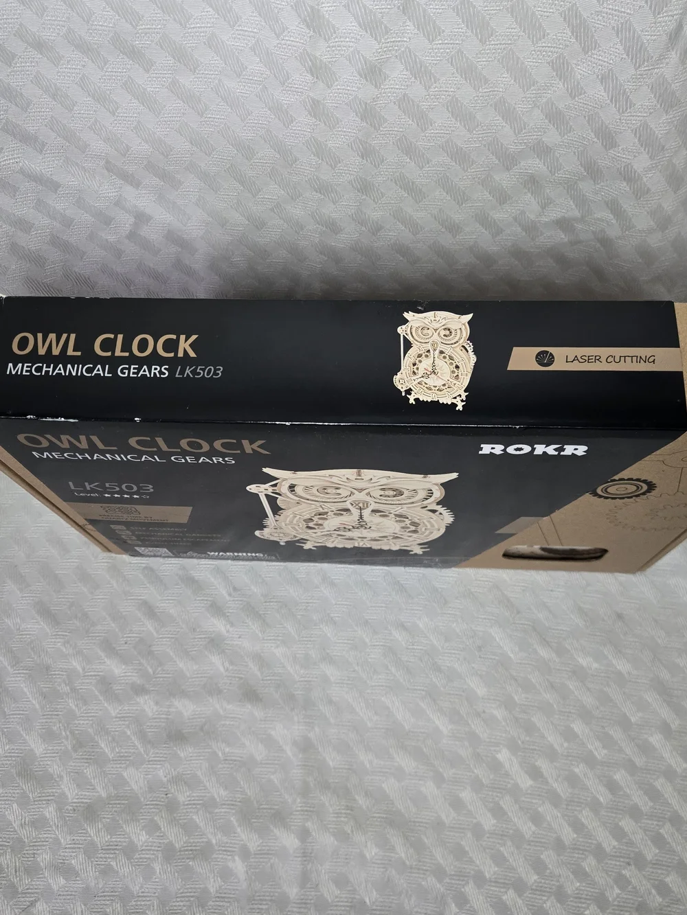 Natural Wood Owl Mechanical Wall Clock NIB - Self Assembly